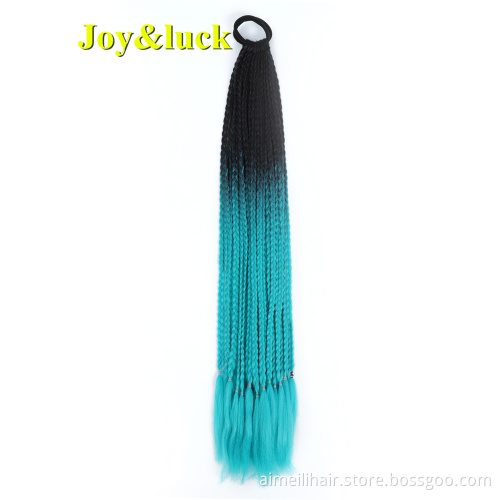 Wholesale Price Braids Wig24Inch12Roots Ombre Color Synthetic Crochet Braided Hair Extensions Rubber Band Two-color Ponytail Wig